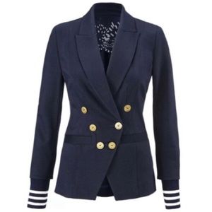 Cabi 5150 Grand Slam Nautical Blazer Jacket in Navy Blue